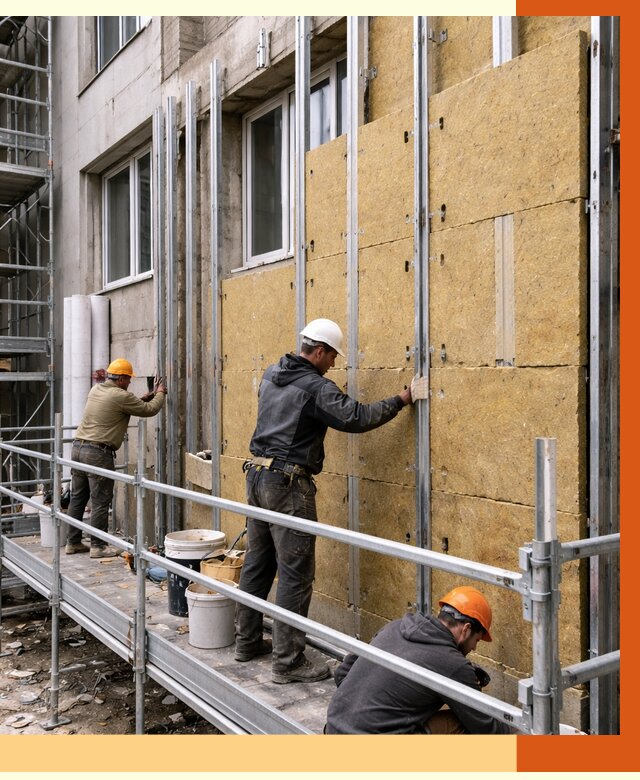Утепление вентилируемого фасада в Сестрорецке от 5739 руб/м2 — монтаж и утепление вентфасад | ТепломастерСст
